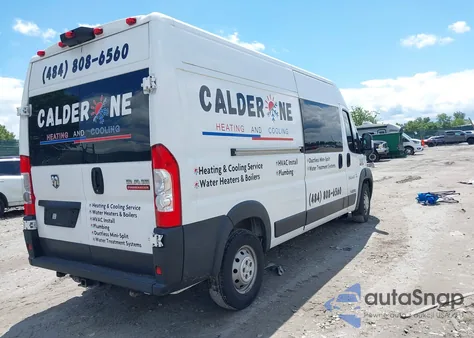 2019 Ram Promaster 2500 High Roof 159 Wb из США, поврежденный, VIN 3C6TRVDG9KE557224